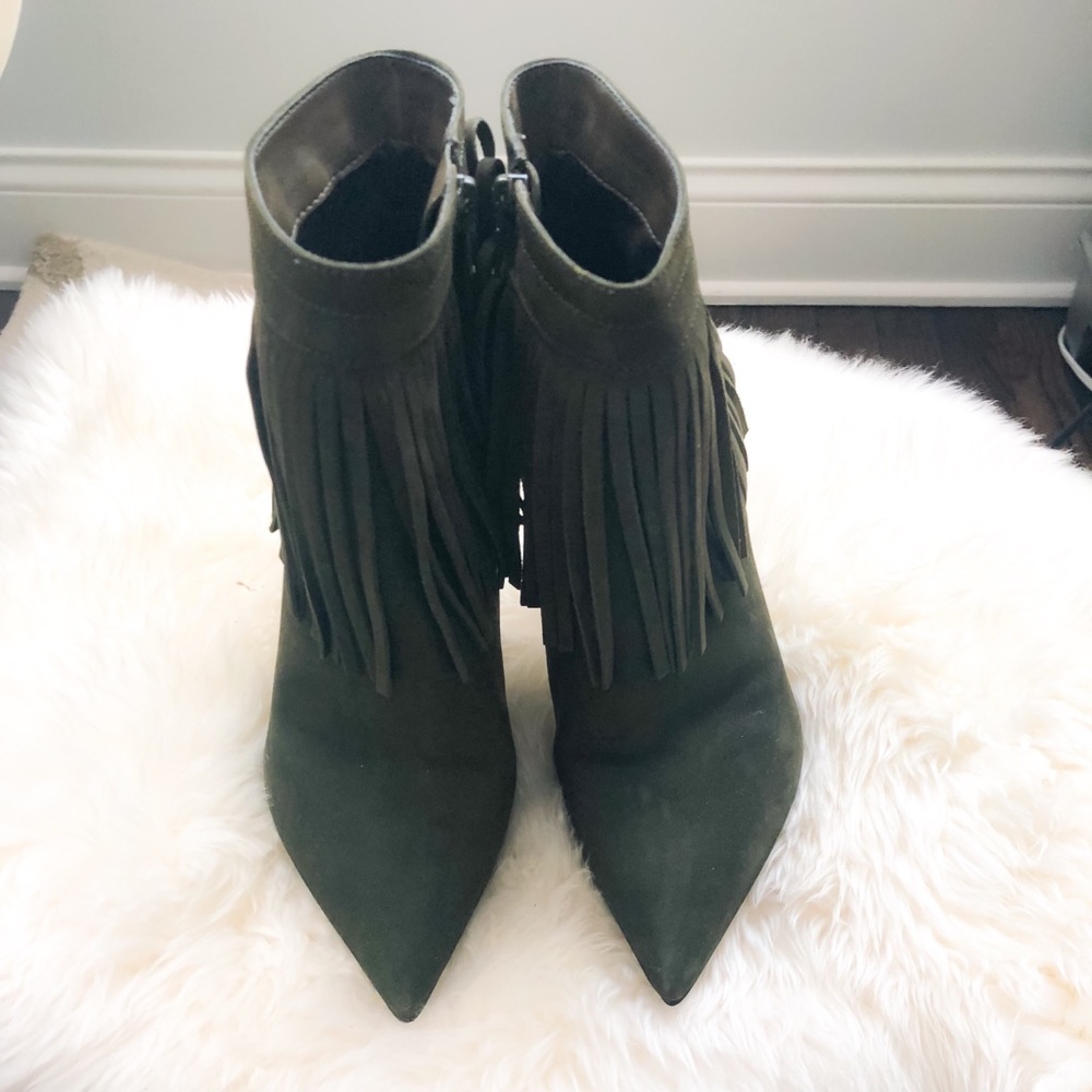 Aldo Army Green fringe booties